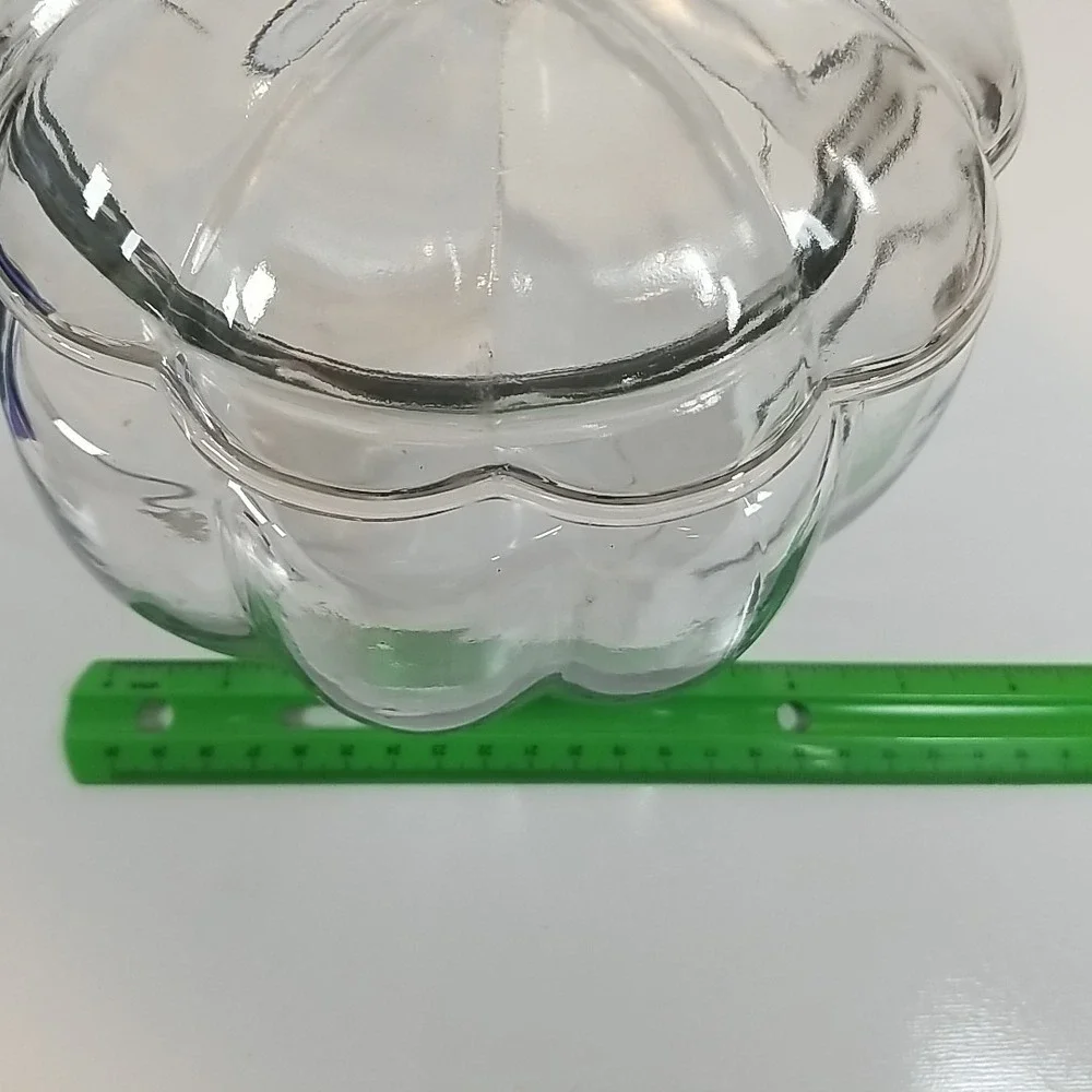 Jar with Lid Clear Glass Pumpkin Shape 70 oz. Anchor Hocking